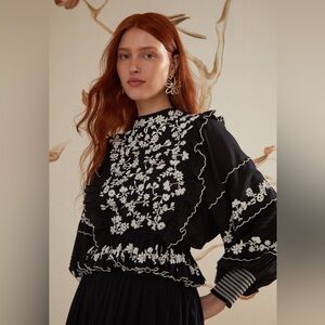 FARM Rio Black and White Floral Blouse